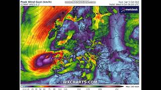 Wichura w Europie Animacja prognoz wiatru [upl. by Jacobsohn]