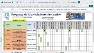 Elaboración de Programa de Mantenimiento Preventivo Para Días Laborables  Lunes a Sábados con Excel [upl. by Atniuq]