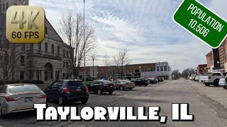 Driving Around Small Town Taylorville IL in 4k Video [upl. by Rekab]