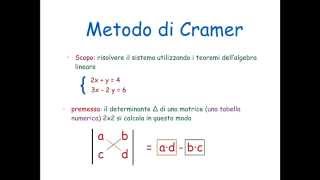 Sistemi lineari  Metodo di Cramer [upl. by Flemings]