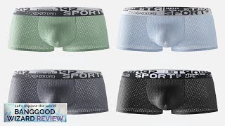 4pcs Mens Ice Silk Cool Boxer Briefs Mesh Breathable Soft Comfy Stretchy Review [upl. by Rednaskela]