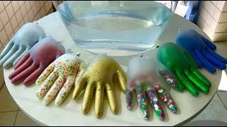 DECORANDO 5KG DE SLIME TRANSPARENTE COM 7 LUVAS COLORIDAS  CLEAR SLIME GLOVES  POR SOFIASFURLANI [upl. by Ennylyak]