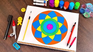 Circle geometric drawing step by step  Circular geometric patterns and Design  Rangoli  Mandala [upl. by Zucker]