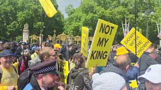 anti royalist clash with royalist out side Buckingham Palace troopingthecolour [upl. by Geithner]