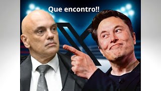 Elon Musk e Alexandre de Moraes em Nova York 02 [upl. by Annairt]