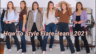 How To Style Flare Jeans  10 Outfit ideas  tips for styling  Melinda Brooke [upl. by Arahc]