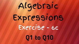 Algebraic Expressions Chapter  6 Exercise  6 b  Q 1 to 10  Class 7th  Maths In [upl. by Votaw127]