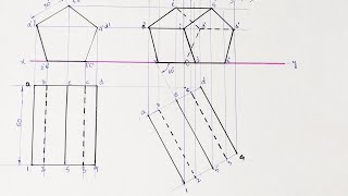 Projections Of SolidsPentagonal Prism  Rectangular face on H P [upl. by Nanyk579]