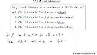 Mathematik Monotoniekriterium  Video Erklärung [upl. by Anaujat384]