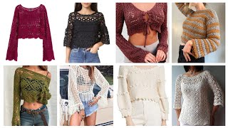 Crochet sleeve designs and crochet crop shirt design ideas [upl. by Felisha]