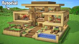 Minecraft How to Build a Survival Wooden House Tutorial Easy 3  Interior in Description [upl. by Attinahs409]