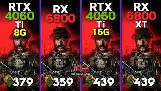 RTX 4060 Ti 8G vs RX 6800 vs RTX 4060 Ti 16G vs RX 6800 XT  Ryzen 5 7600  Tested in 15 games [upl. by Marinelli662]