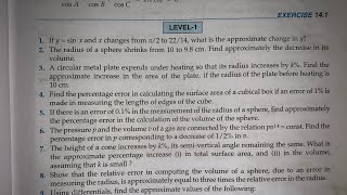 EX 141 Q 1 TO 8 PART1 SOLUTIONS OF DIFFERENTIALERROR AND APPROXIMATION RD SHARMA CLASS 12 TH [upl. by Harwin]