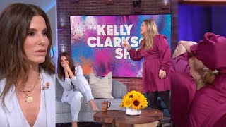 Kelly Clarkson Sweats Through Sandra Bullock Interview [upl. by Tanner]