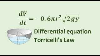 Differential Equations Torricellis Law example [upl. by Amadis]