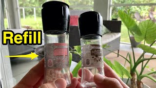 How to open amp refill disposable salt or pepper grinder  Stonemill McCormick Kirkland Costco etc [upl. by Aieki813]