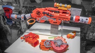 2018 Nerf Zombie Strike Scravenger  Tacticool Attachments and Ninja Star Blades [upl. by Newberry]