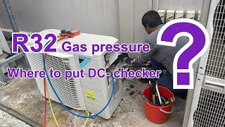 How to check R32 gas pressure and add DC checker  Daikin AC single split [upl. by Eiduam]