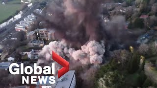 Drone footage shows WW2era bomb being detonated in Exeter England [upl. by Laersi]