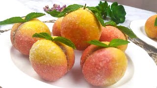 Пирожное ПЕРСИКИ  Пирожнии Шафтолу – Зеби Дастархони Ид  Peach Cookies 🍑 – Eyecatching Beauty [upl. by Aicirtel]