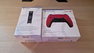 Déballage  unboxing manette ps5 cosmic red et station dualsense [upl. by Maharba]