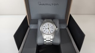 Hamilton Khaki Field Mechanical White  Unboxing and First impressions [upl. by Aelat689]