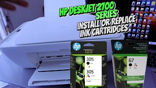 How To Install or Replace Ink Cartridges In HP Deskjet 2710e2700e Series Printer [upl. by Eytteb869]