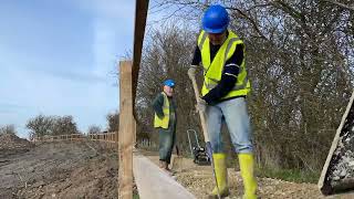 2023 February Wendover Canal Trust volunteers resurface canal towpath near Tring Herts UK [upl. by Ellehcit]