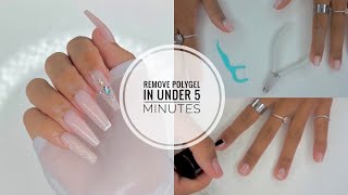 HOW TO REMOVE POLYGEL  BEGINNER FRIENDLY  UNDER 5 MINUTES POLYGEL NAILS [upl. by Magen499]