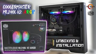 Unboxing Series CoolerMaster ML240L V2 ARGB AIO  Installation AMD [upl. by Eirrab]