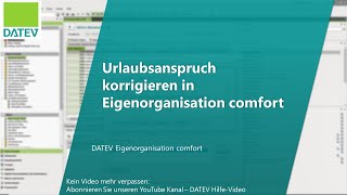 Urlaubsanspruch korrigieren in Eigenorganisation comfort [upl. by Seppala]