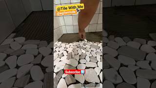 Pebbles Stone Shower Floor howto diy tiling pebbles shower [upl. by Nnaasil]