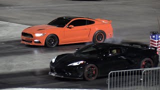 C8 Corvette vs Mustang GT  drag racing [upl. by Rozella]