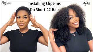 Finessing My Super Short 4C Hair with 3a3b ClipIn Extensions [upl. by Buschi520]