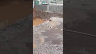 dewatering of swimming pool foundation in progress using petrol engine pump [upl. by Macswan]