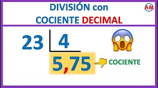 📌 DIVISIÓN con COCIENTE DECIMAL  Super fácil 😊  Ejercicio N° 1 [upl. by Enniotna113]