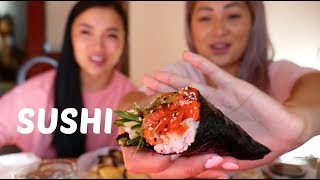 SUSHI  MUKBANG ASMR SOFT SPOKEN FULL FACE  NE lets eat [upl. by Branscum921]