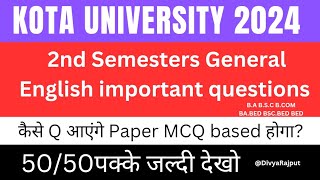 Kota University General English Most important questions कुछ नहीं पढ़ा तो बस ये देख लो [upl. by Marc426]