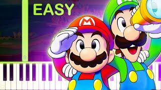 Mario amp Luigi Brothership Theme Song  EASY Piano Tutorial [upl. by Atiuqrahs181]