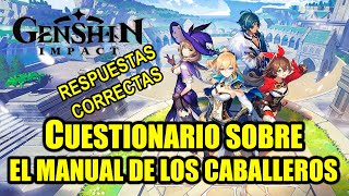 Genshin Impact  Cuestionario sobre el Manual de los Caballeros Respuestas correctas [upl. by Edveh]