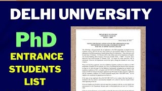 Biggest Update For English Literature Students University Of Delhi PhD Entrance Students List [upl. by Ylurt]