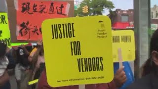 Street vendors protest against overpolicing in NYC [upl. by Imugem]