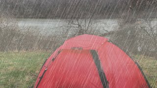 SOLO CAMPING IN THE RAIN•ASMR• hilleberg staika • NO TALKING• RAIN AND BIRDS BY THE LAKE [upl. by Drape]