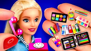 45 MINIATURE BARBIE IDEAS  DIY BARBIE MAKEUP DOLLHOUSE MINI STUFF FOR DOLL  BIG COLLECTION [upl. by Yedok]