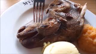 Mr Raponi Eating Svid Sheep Head in Reykjavik Iceland [upl. by Ytsenoh]