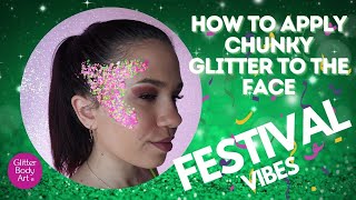 Festival Makeup Tutorial with Chunky Glitter and Festival Body Gel  Festival Vibes [upl. by Odlanor]