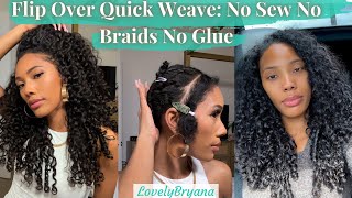 Flip Over Quick Weave NoBraid NoSew No Glue  Natural Install 3 Month Update CurlsQueen 3a3b [upl. by Carrew101]