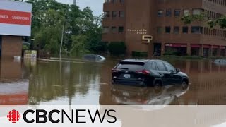 Extreme rain in Nova Scotia causing widespread flooding [upl. by Ahsiekit]