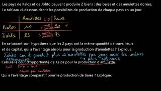 Exemple concret de lavantage comparatif [upl. by Kaete832]