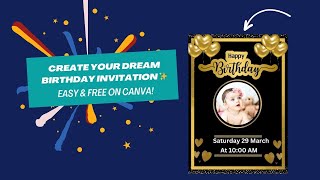 How to Make a Birthday Invitation on Canva  Easy Tutorial for Beginners [upl. by Wohlert]